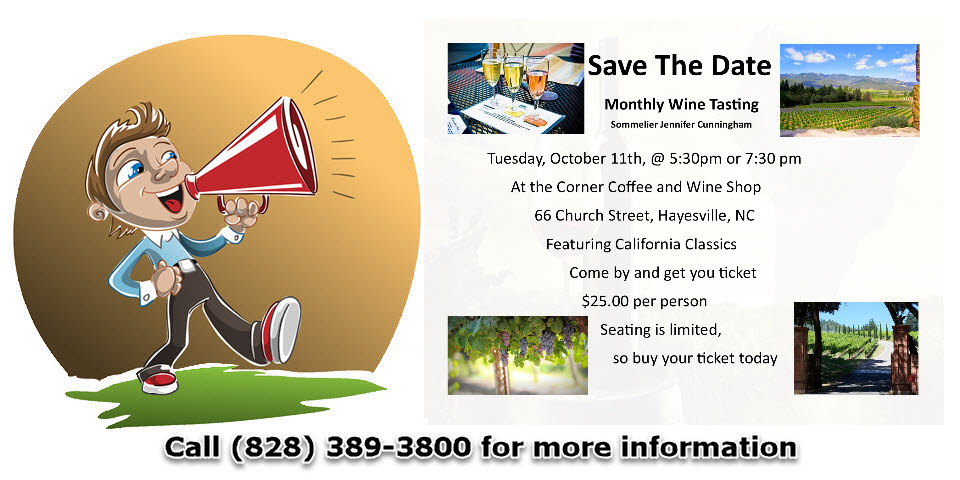 October Wine Tasting at the Conrner Coffee and Wine Shop