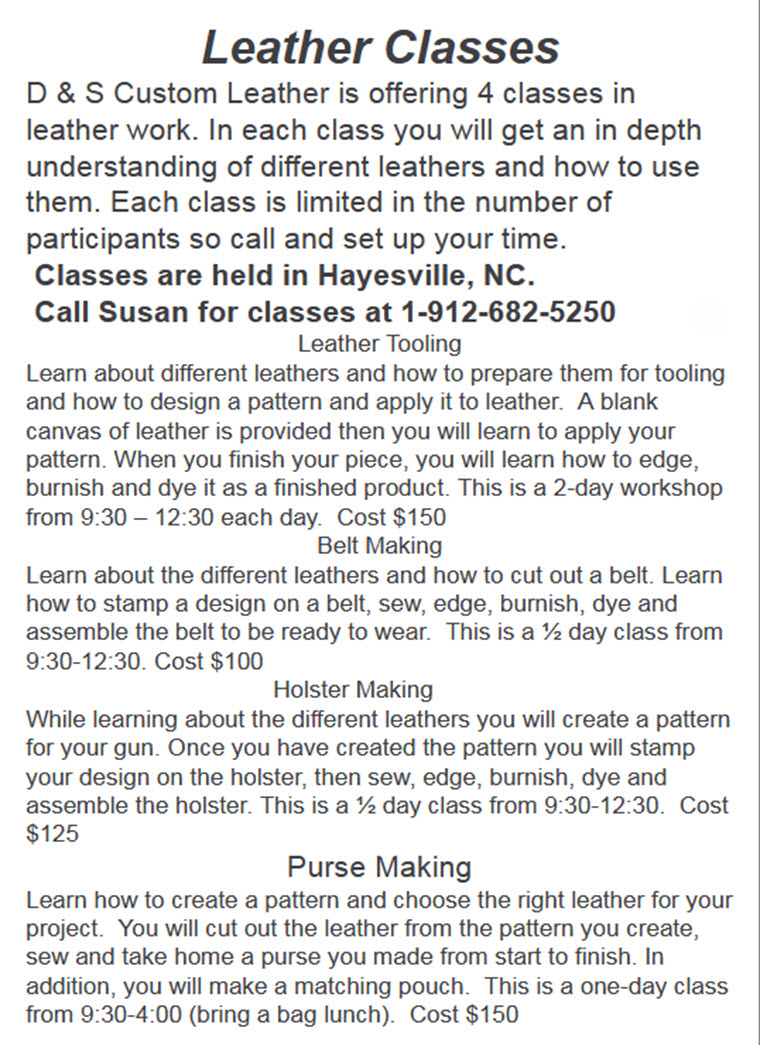 D & S Leather classes