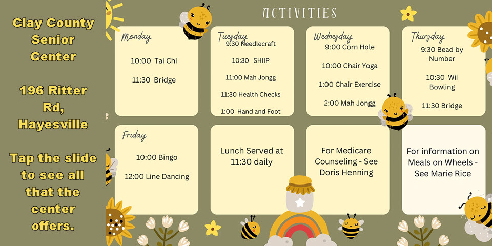 Clay County Senior Center Activity Schedule