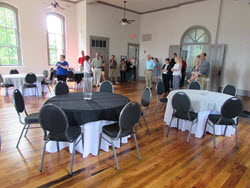 STMS attendees explore the renovated courthouse court.